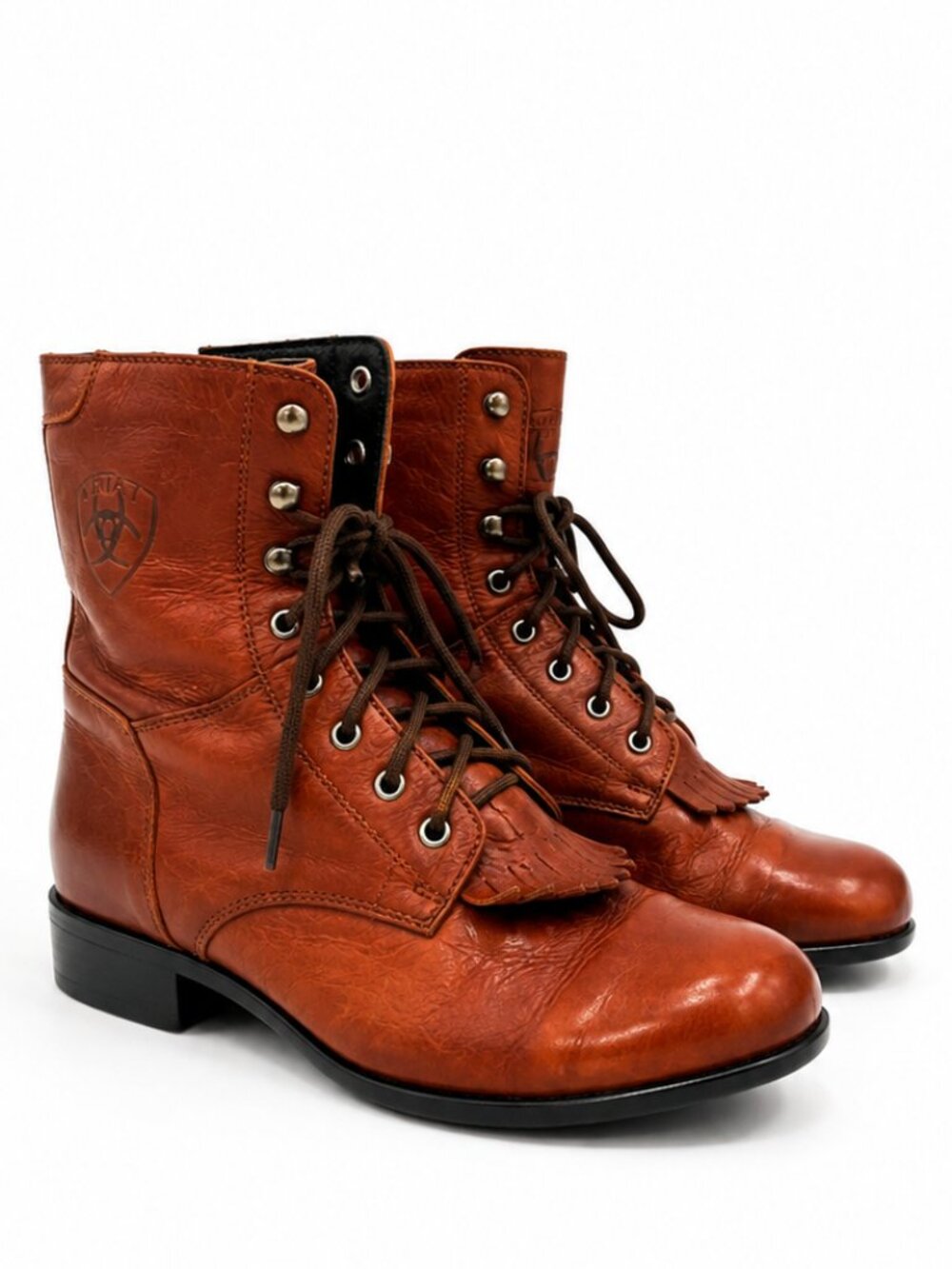Ariat Heritage Lacer Boots Women's 8.5 Brown Leather Lace-Up Kiltie Riding Boots